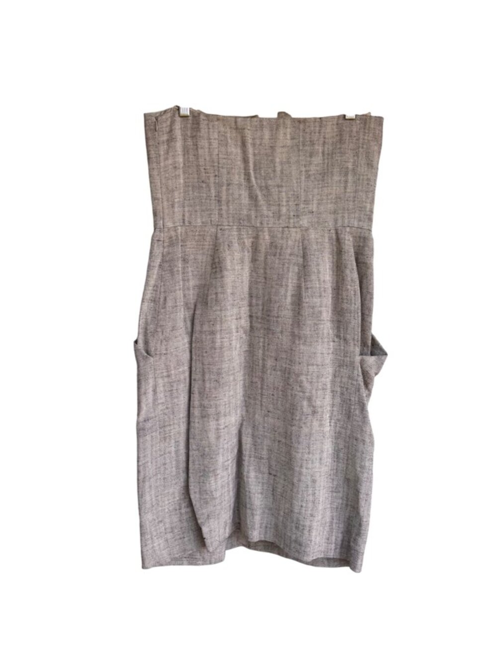 Akris Punto Corset Strapless Dress Oatmeal Gray US 10 Linen Silk Sheath Cocktail - Picture 2 of 16